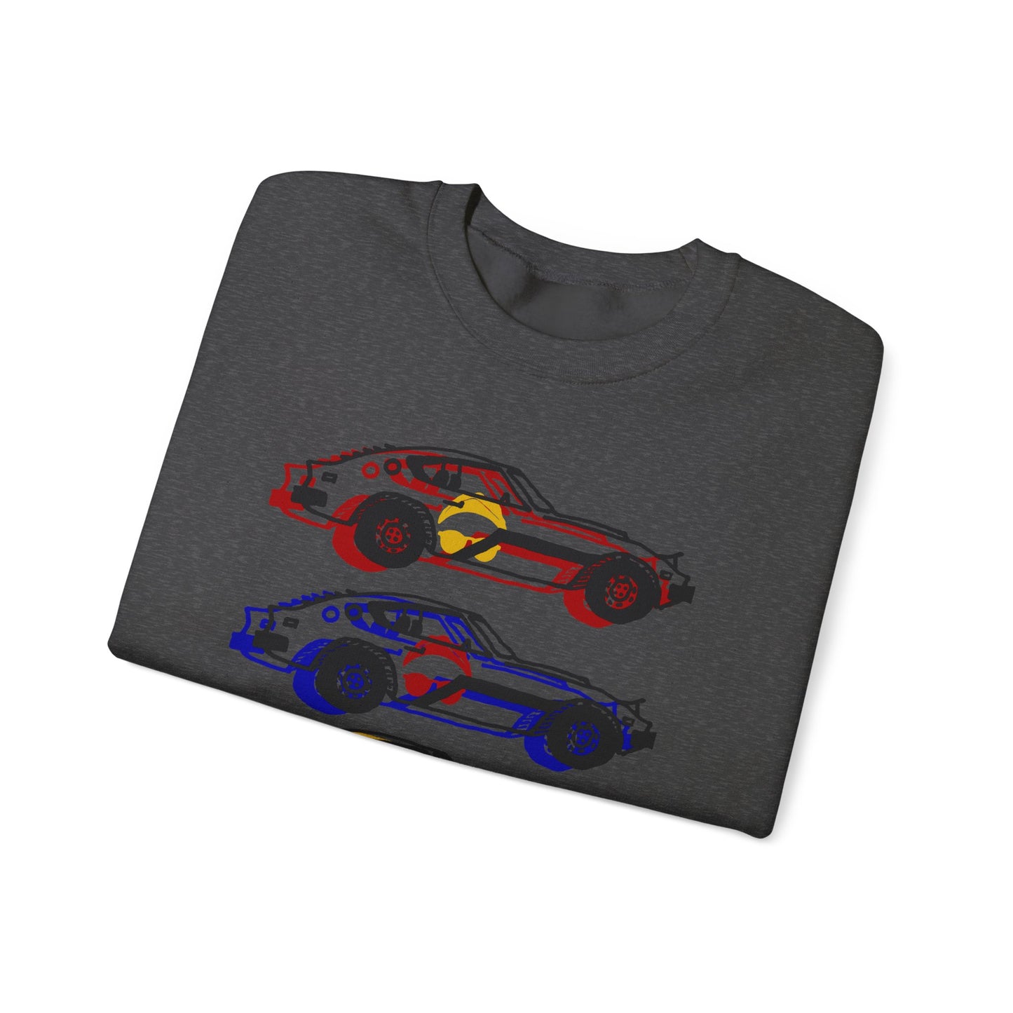 Car Stack Crewneck Sweatshirt — Personalized "Matthew Key" Vintage Race Cars